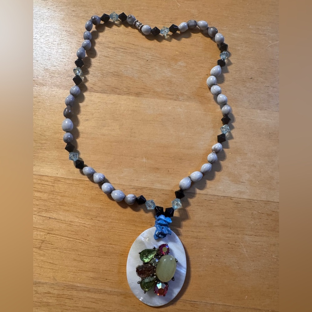 MOP Statement Jobs Tears Seeds Beads Jeweled Necklace